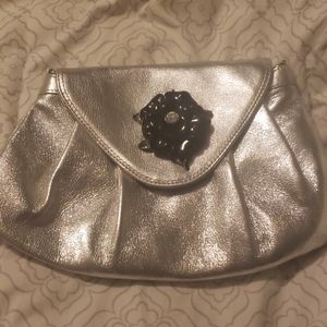 Kenneth Jay Lane Metallic Silver Clutch
